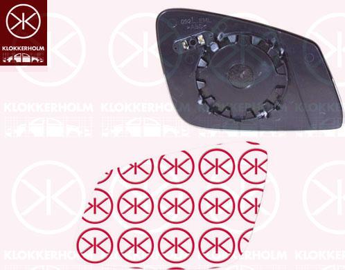 Klokkerholm 00671062 - Spoguļstikls, Ārējais atpakaļskata spogulis www.autospares.lv