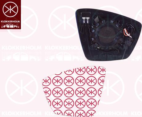 Klokkerholm 75381063 - Spoguļstikls, Ārējais atpakaļskata spogulis www.autospares.lv