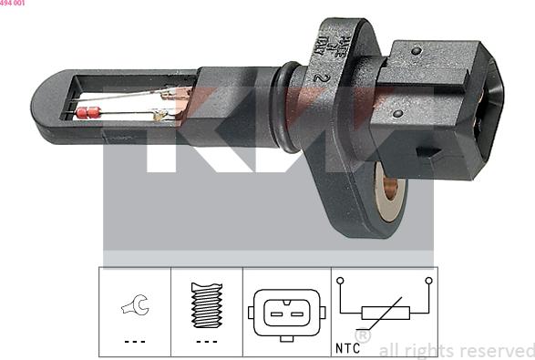 KW 494 001 - Devējs, Ieplūstošā gaisa temperatūra www.autospares.lv