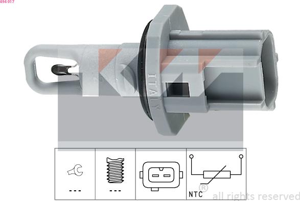 KW 494 017 - Датчик, температура впускаемого воздуха www.autospares.lv