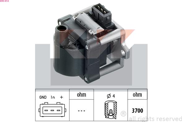 KW 490 414 - Ignition Coil www.autospares.lv