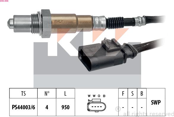 KW 498 498 - Лямбда-зонд, датчик кислорода www.autospares.lv