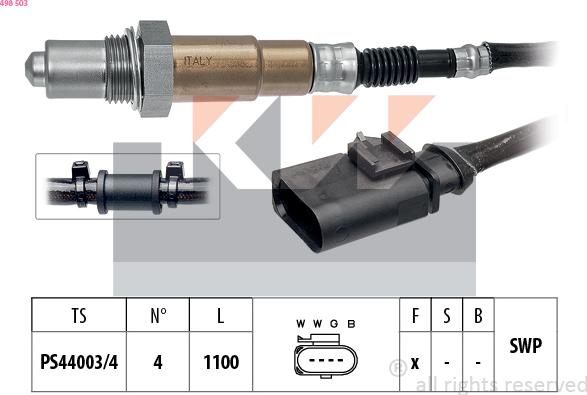 KW 498 503 - Лямбда-зонд, датчик кислорода www.autospares.lv