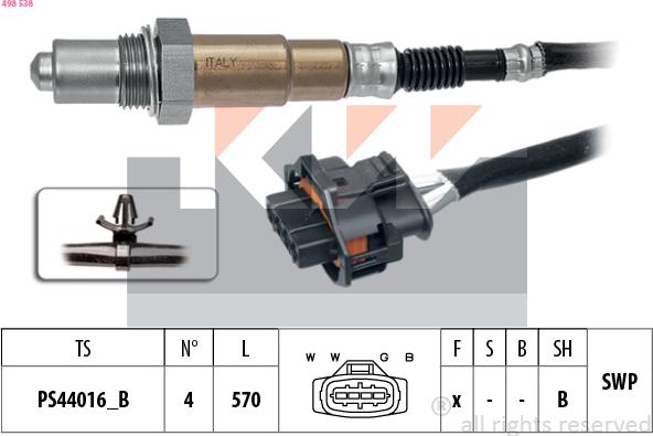 KW 498 538 - Lambda zonde autospares.lv