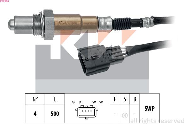 KW 498 094 - Лямбда-зонд, датчик кислорода www.autospares.lv