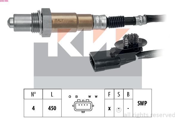 KW 498 095 - Лямбда-зонд, датчик кислорода www.autospares.lv