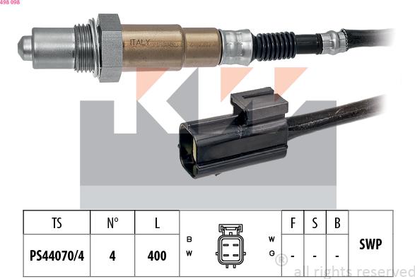 KW 498 098 - Лямбда-зонд, датчик кислорода www.autospares.lv