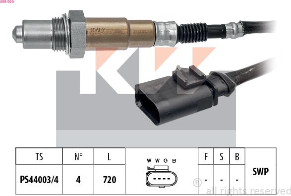 KW 498 056 - Лямбда-зонд, датчик кислорода www.autospares.lv