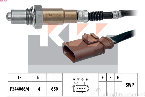 KW 498 057 - Lambda Sensor www.autospares.lv