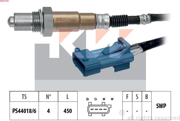 KW 498 078 - Lambda zonde www.autospares.lv