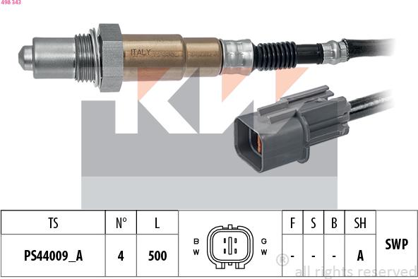 KW 498 343 - Lambda Sensor www.autospares.lv