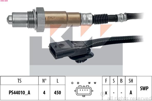 KW 498 309 - Lambda zonde autospares.lv