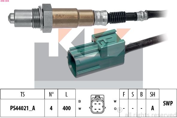 KW 498 304 - Lambda Sensor www.autospares.lv