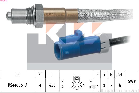 KW 498 300 - Лямбда-зонд, датчик кислорода www.autospares.lv