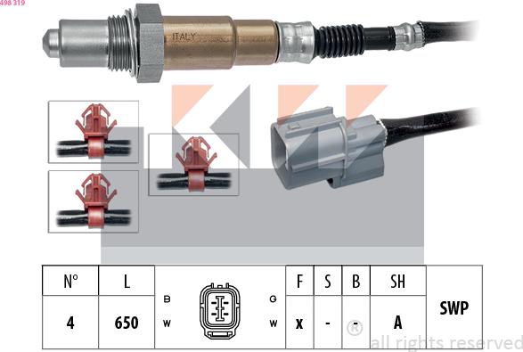 KW 498 319 - Лямбда-зонд, датчик кислорода www.autospares.lv