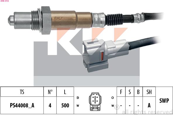 KW 498 316 - Lambda zonde autospares.lv