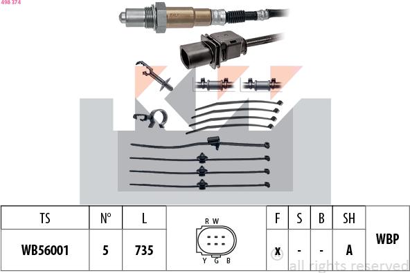 KW 498 374 - Lambda zonde autospares.lv