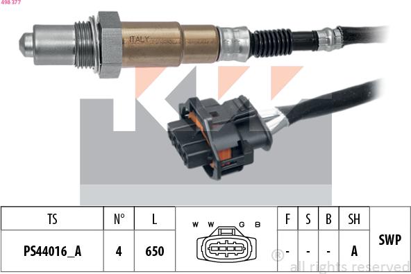 KW 498 377 - Lambda zonde autospares.lv