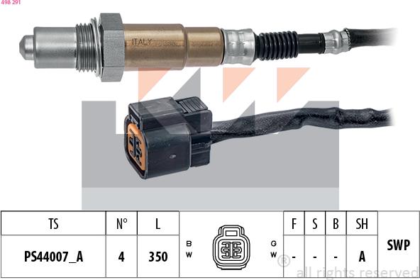 KW 498 291 - Lambda zonde autospares.lv