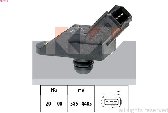 KW 493 010 - Датчик давления воздуха, высотный корректор www.autospares.lv