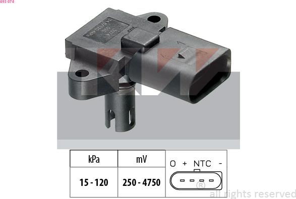 KW 493 074 - Air Pressure Sensor, height adaptation www.autospares.lv