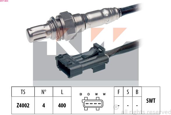 KW 497 403 - Лямбда-зонд, датчик кислорода www.autospares.lv