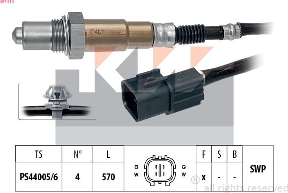 KW 497 510 - Lambda Sensor www.autospares.lv