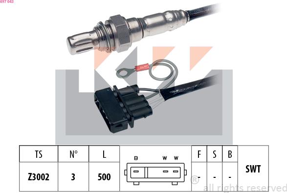 KW 497 043 - Lambda Sensor www.autospares.lv