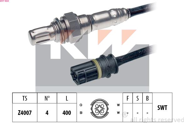 KW 497 050 - Лямбда-зонд, датчик кислорода www.autospares.lv