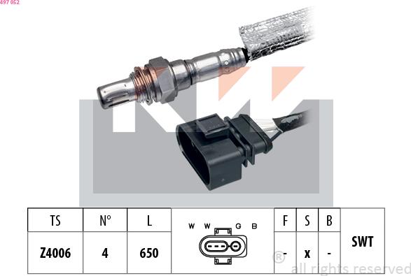 KW 497 052 - Lambda Sensor www.autospares.lv