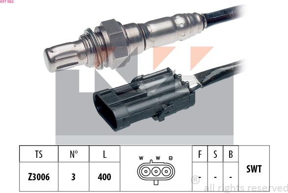 KW 497 062 - Лямбда-зонд, датчик кислорода www.autospares.lv