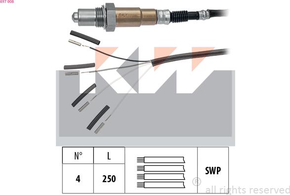 KW 497 008 - Лямбда-зонд, датчик кислорода www.autospares.lv