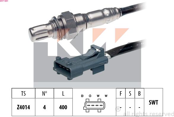 KW 497 081 - Лямбда-зонд, датчик кислорода www.autospares.lv