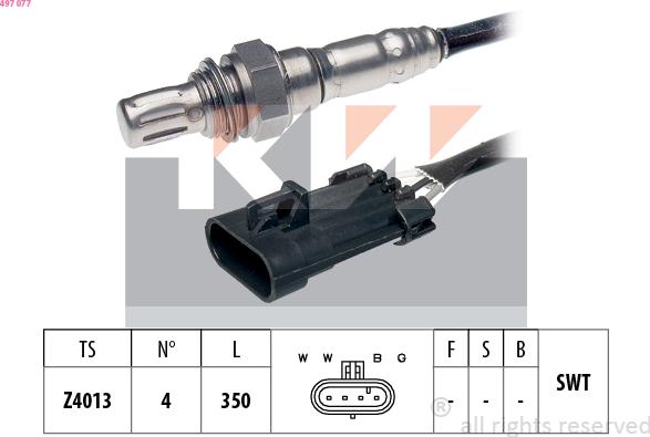 KW 497 077 - Лямбда-зонд, датчик кислорода www.autospares.lv