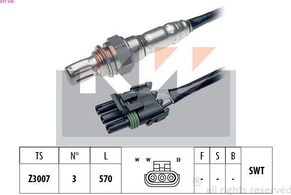 KW 497 346 - Lambda Sensor www.autospares.lv