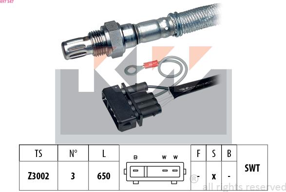 KW 497 347 - Lambda Sensor www.autospares.lv