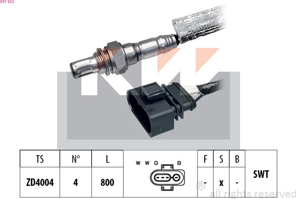 KW 497 352 - Lambda Sensor www.autospares.lv