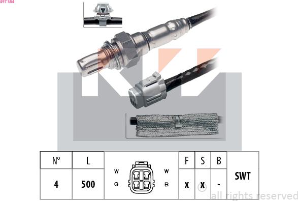 KW 497 384 - Lambda Sensor www.autospares.lv