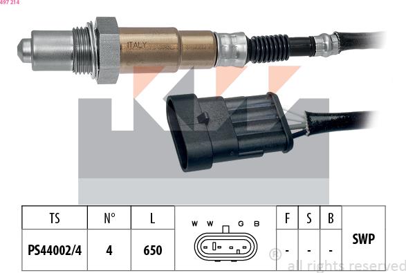 KW 497 214 - Lambda Sensor www.autospares.lv