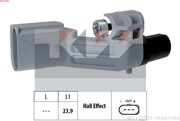 KW 453 464 - Sensor, crankshaft pulse www.autospares.lv