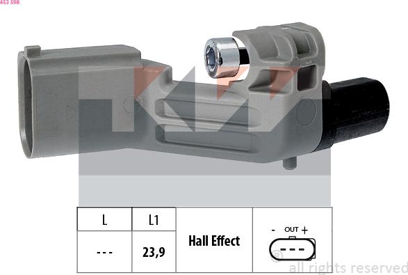 KW 453 598 - Sensor, crankshaft pulse www.autospares.lv