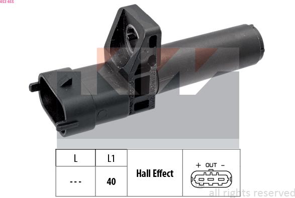 KW 453 655 - Sensor, crankshaft pulse www.autospares.lv