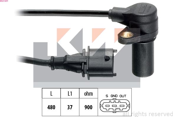 KW 453 631 - Sensor, crankshaft pulse www.autospares.lv