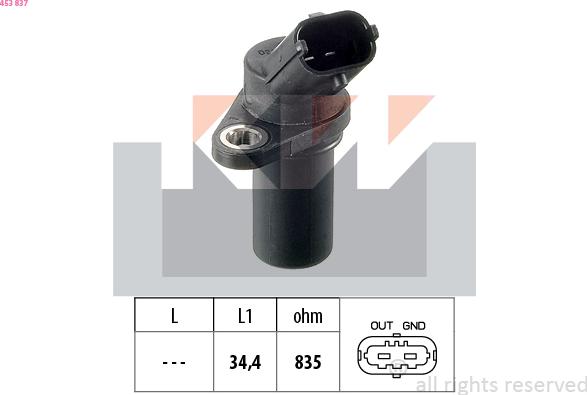 KW 453 837 - Sensor, crankshaft pulse www.autospares.lv