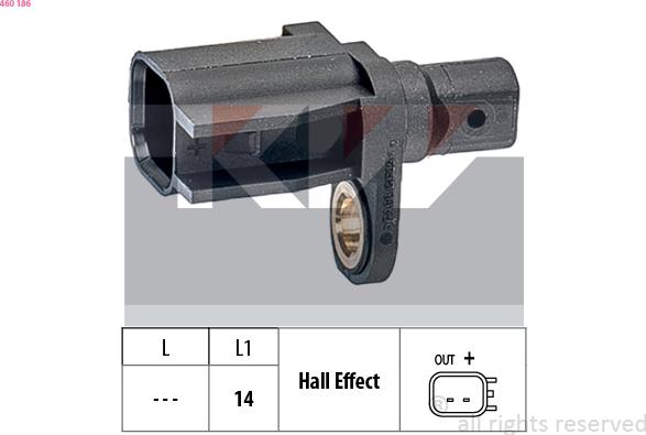 KW 460 186 - Датчик ABS, частота вращения колеса www.autospares.lv