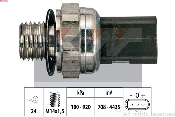 KW 480 003 - Devējs, Eļļas spiediens www.autospares.lv