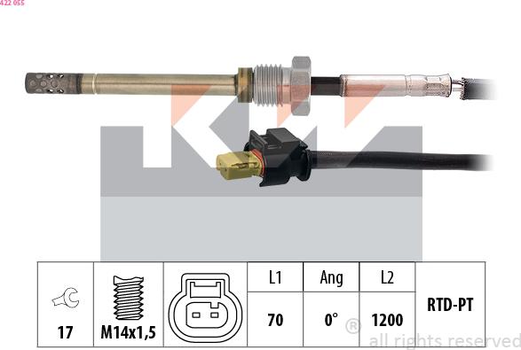 KW 422 055 - Devējs, Izplūdes gāzu temperatūra www.autospares.lv