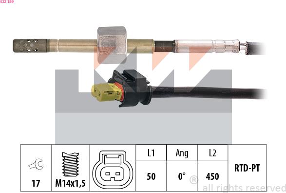 KW 422 189 - Devējs, Izplūdes gāzu temperatūra autospares.lv