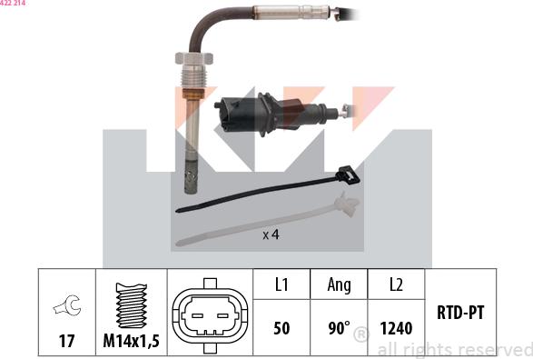 KW 422 214 - Devējs, Izplūdes gāzu temperatūra autospares.lv