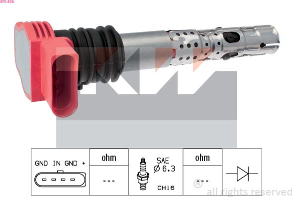 KW 470 436 - Ignition Coil www.autospares.lv